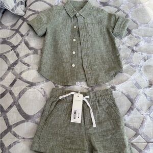 Janie and Jack Green Kids Matching Set